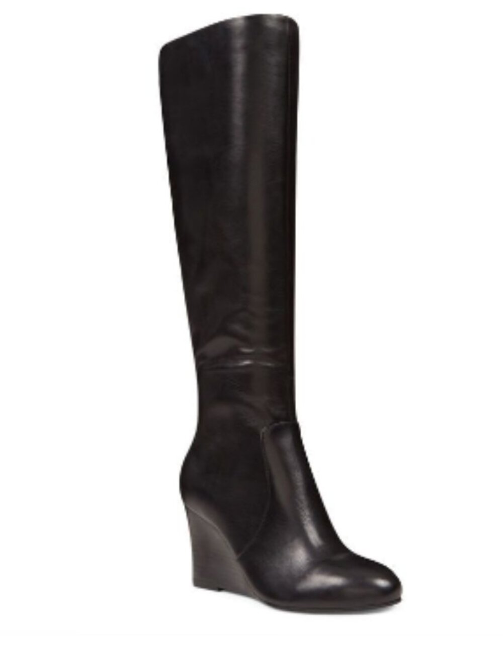 Nine West Women's Black Meantime Leather Wedge Boots Size 8